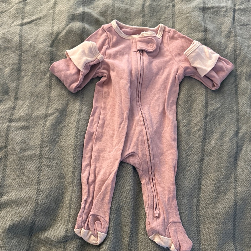 Soft Pink Baby One-Piece Zipper Footed Pajamas
